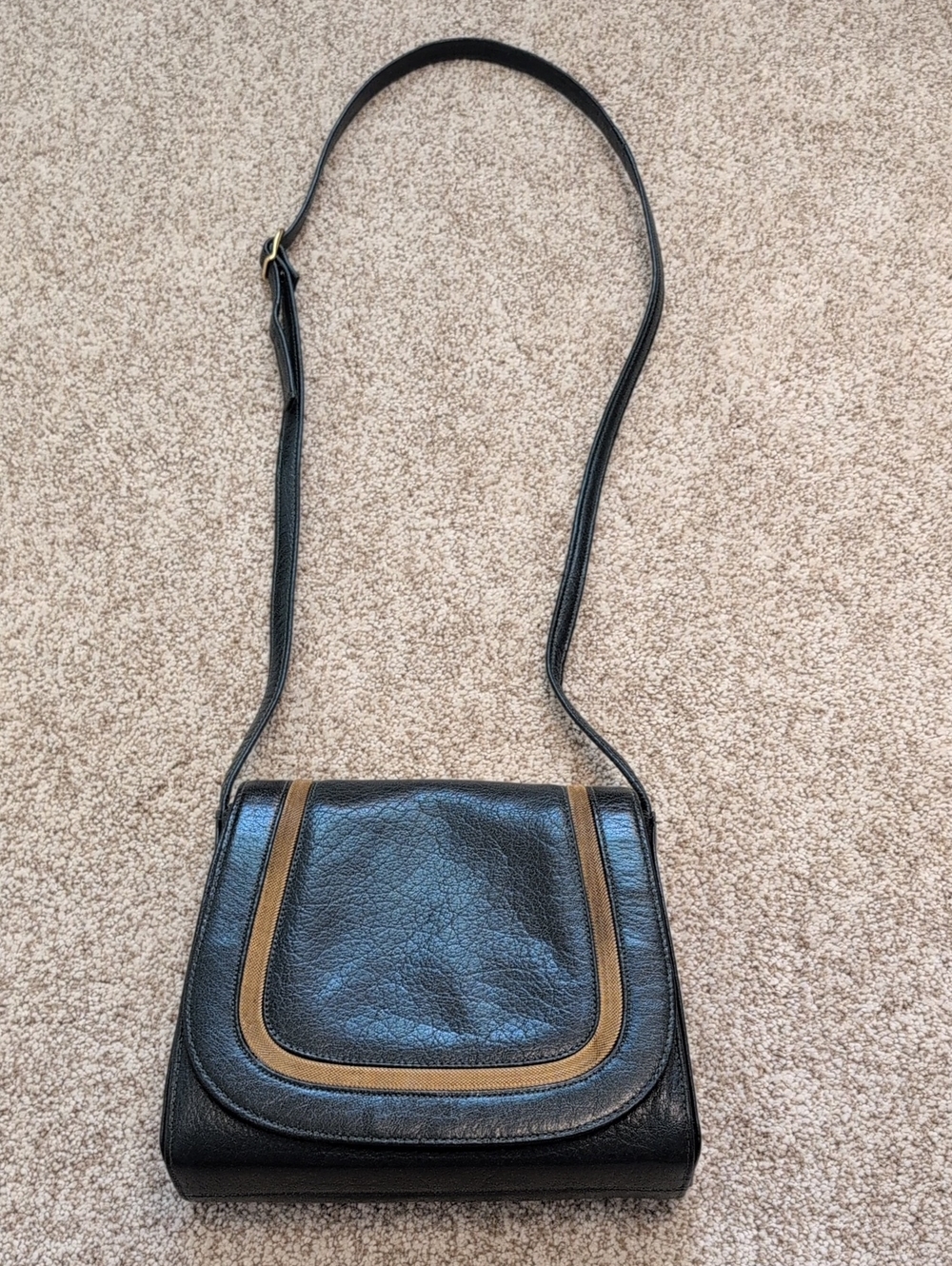 🗝️ Vintage Linda Allard Ellen Tracy Green Leather Crossbody Bag Gold Detail